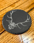 Skull w/ Antlers slate coaster (SAVE $5 on ANY 4)